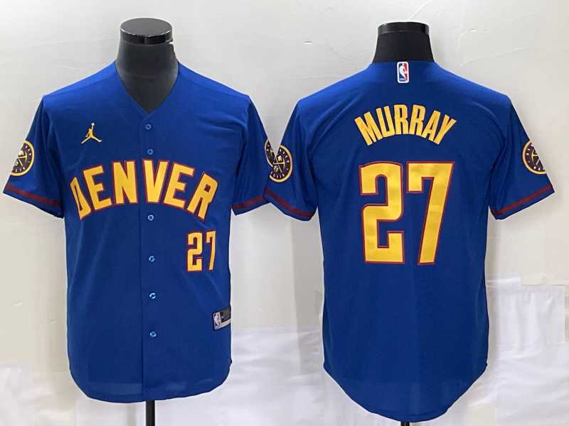 Mens Denver Nuggets #27 Jamal Murray Blue With Patch Cool Base Stitched Baseball Jersey->denver nuggets->NBA Jersey